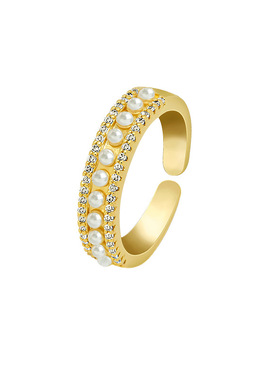 韩国镶钻ins潮风珍珠戒指