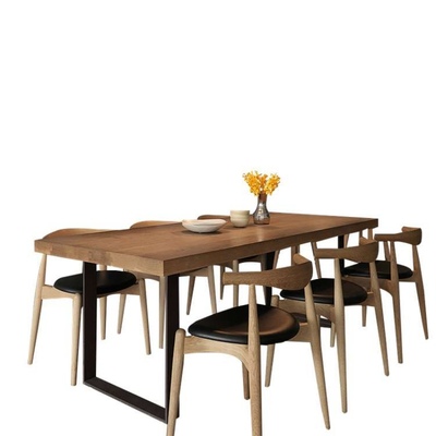 实木餐桌条形办公桌铁艺电脑桌3米2长桌子简约长方形会议桌工作台