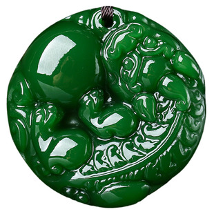 和田碧玉貔貅吊坠招财男女挂件玉石皮丘皮休貔貅转运情侣项链礼物