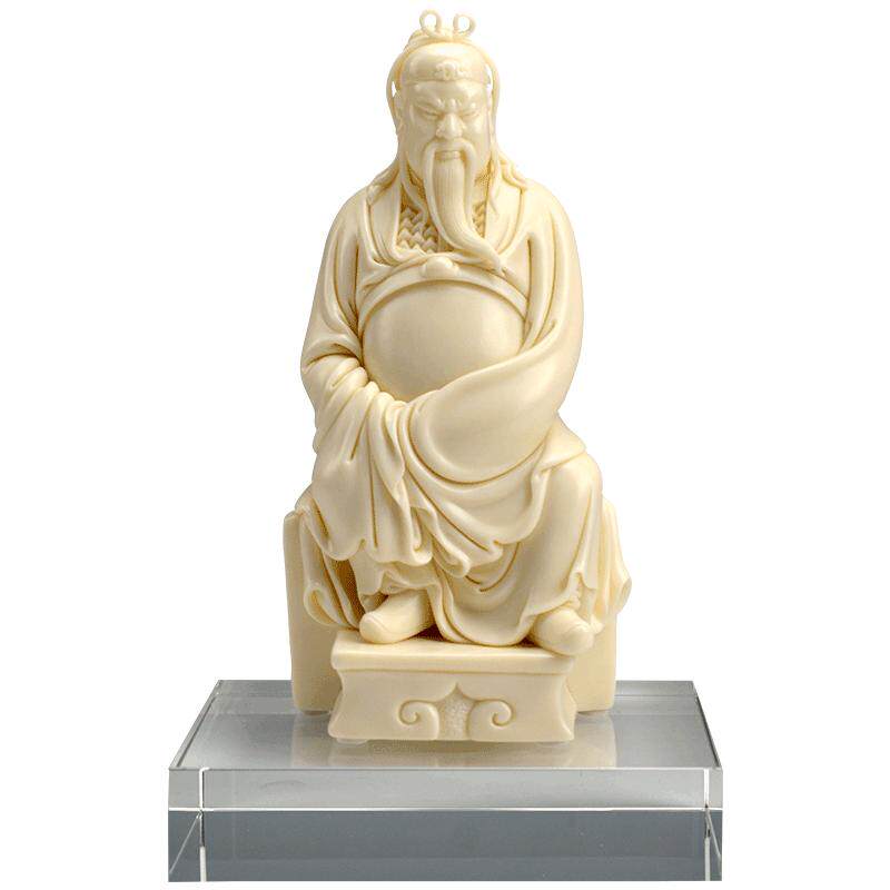 戴玉堂陶瓷摆件《玉黄瓷文关公神像》林建胜佛像客厅武财神艺术品