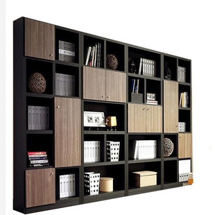 定制书柜书架自由组合带门落地收纳置物柜简易多层书橱现代文件柜