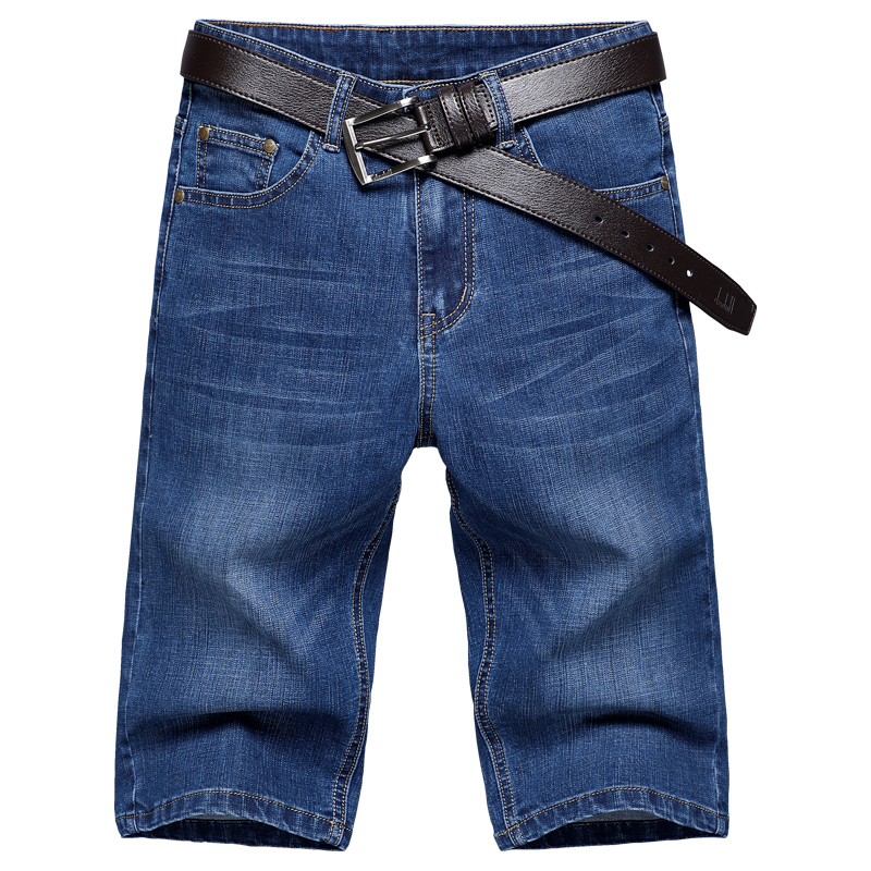 夏季薄款牛仔短裤男士五分裤休闲裤子七分裤中裤宽松直筒弹力马裤