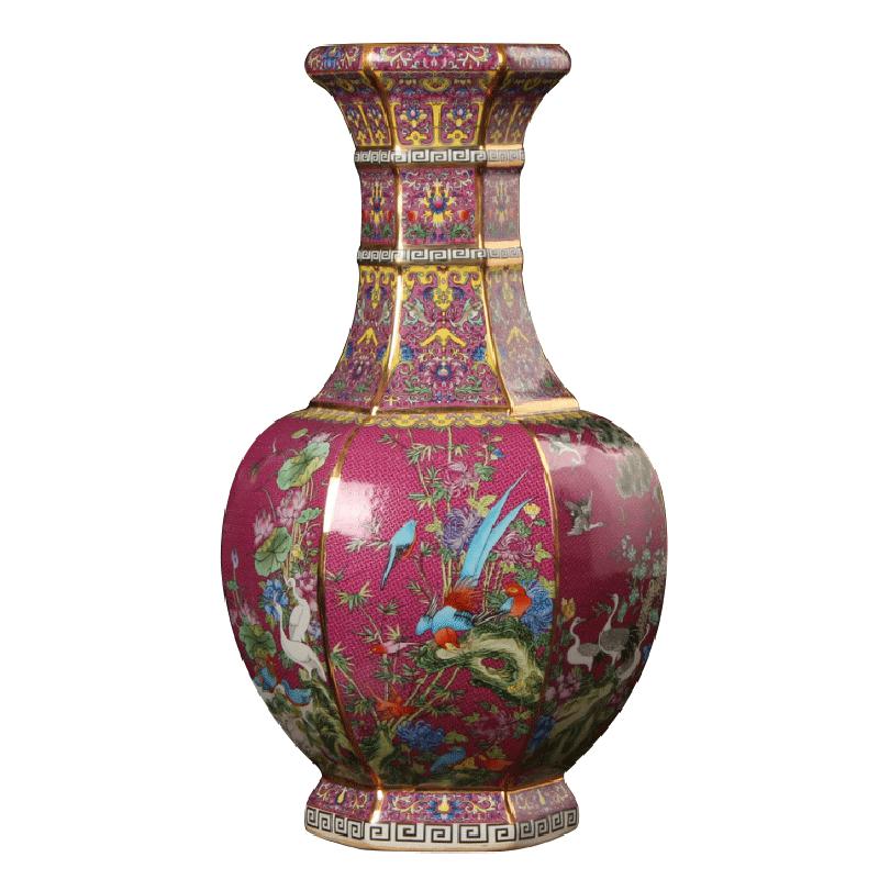 景德镇仿古珐琅彩花鸟摆件陶瓷器