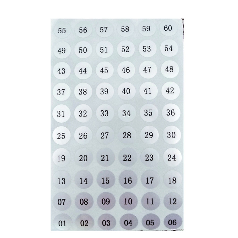 360数字标签口红色号贴纸亚银不干胶圆形记号码10指甲油胶贴包邮