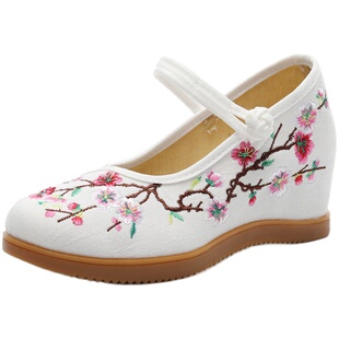 老北京布鞋女绣花鞋搭配汉服的高跟鞋古风鞋子女汉服鞋内增高汉鞋