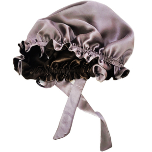 双面真丝护发桑蚕丝重磅素绉缎家务家居可调节月子薄款透气睡帽