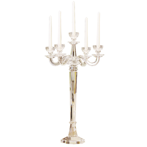 欧式浪漫水晶五头蜡烛台 样板房软装西餐厅婚庆婚礼餐桌烛台摆件