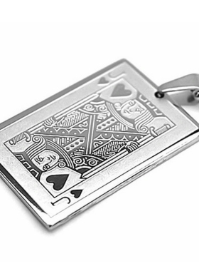 扑克牌钛钢嘻哈风挂件百搭吊坠