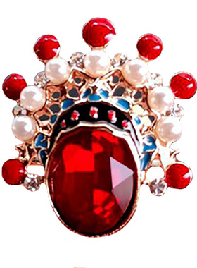 SeaCat女水晶中国风京剧脸谱戒指