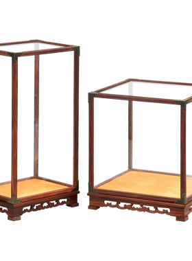 正方形红木透明古董展示盒工艺品