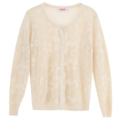 恒源祥女士冰丝空调衫短款毛衣