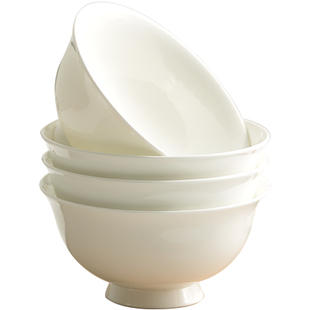 纯白色骨瓷饭碗防烫高足碗家用陶瓷碗米饭碗白瓷小汤碗面碗餐具