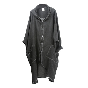 中国风ulzzang外套男原宿潮薄款棉麻防晒衣日系复古宽松连帽风衣