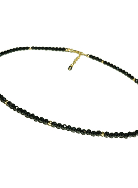 新款不掉色黑色锁骨链女夏颈链项链14K包金豆豆小众choker