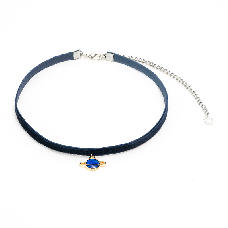 choker纯银蓝色星球项圈脖子饰品