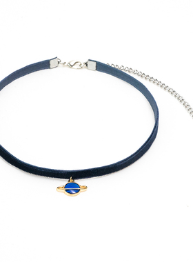 choker纯银蓝色星球项圈脖子饰品