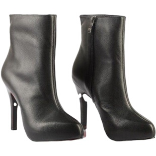 真皮牛皮高跟细跟内增高短靴素面简洁欧美风修身性感秀气女靴