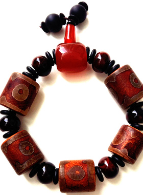 秦玉人家西藏天珠手串原石老玛瑙