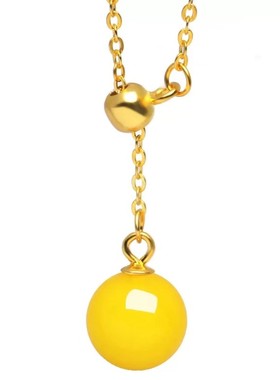 18K金琥珀项链坠配证书天然蜜蜡