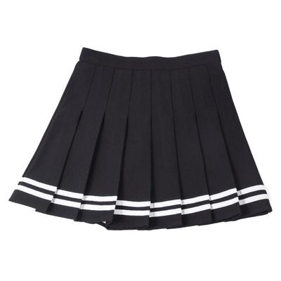 松紧高腰百褶裙条纹a字显瘦海军