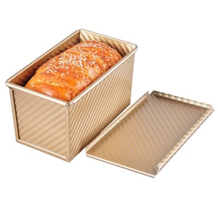 吐司模具盒450g克金色波纹土司盒不粘带盖面包模烤箱家用烘焙模具