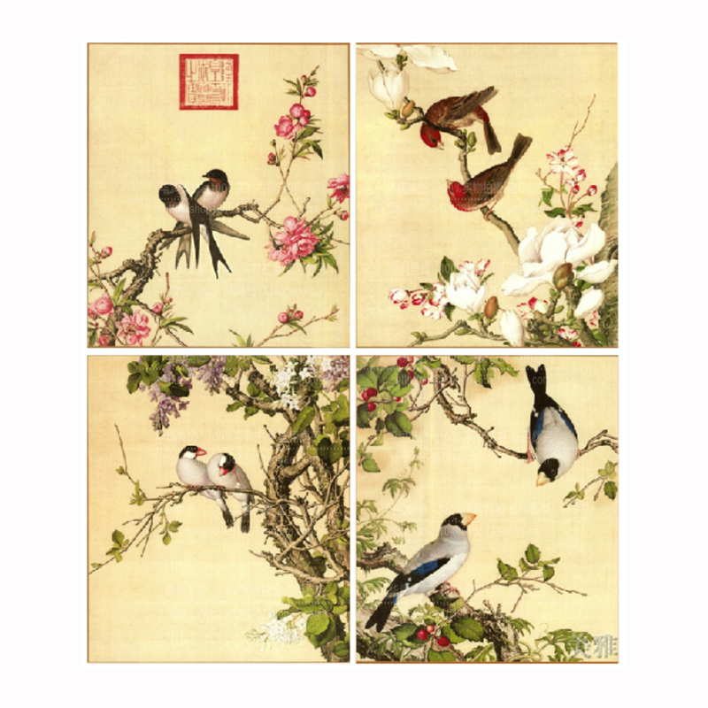 现代客厅中式装饰画卧室餐厅挂画多款中国风高仿版画郎世宁花鸟图