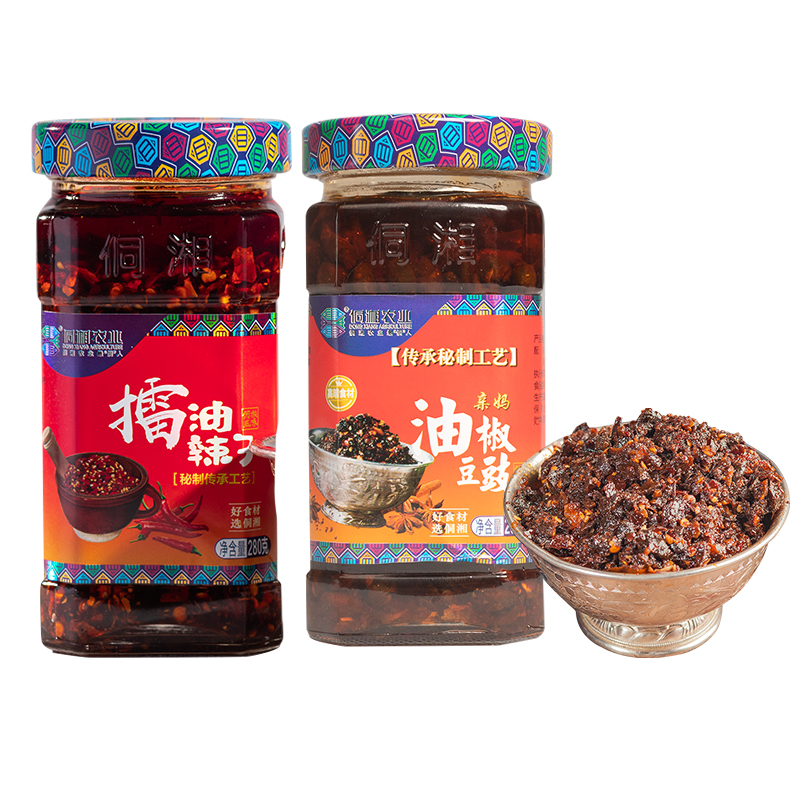侗湘自制農(nóng)家擂油辣子湖南香辣拌面菜爆下飯醬辣椒醬超辣油辣豆豉