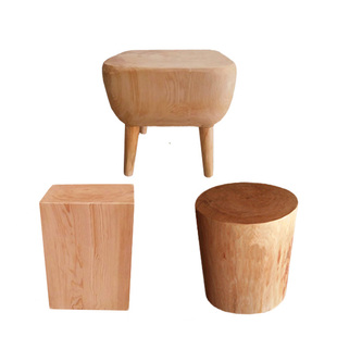 北欧实木墩子异形凳子木头墩圆形方形艺术凳底座茶几凳原木坐凳