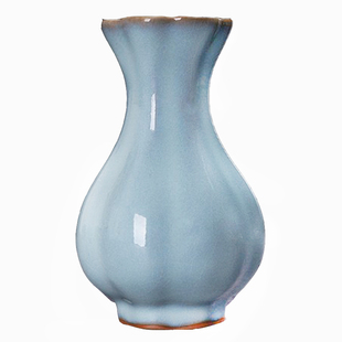 风花插艺术品摆件中式复古茶道小花器 汝窑创意饰品陶瓷小花瓶