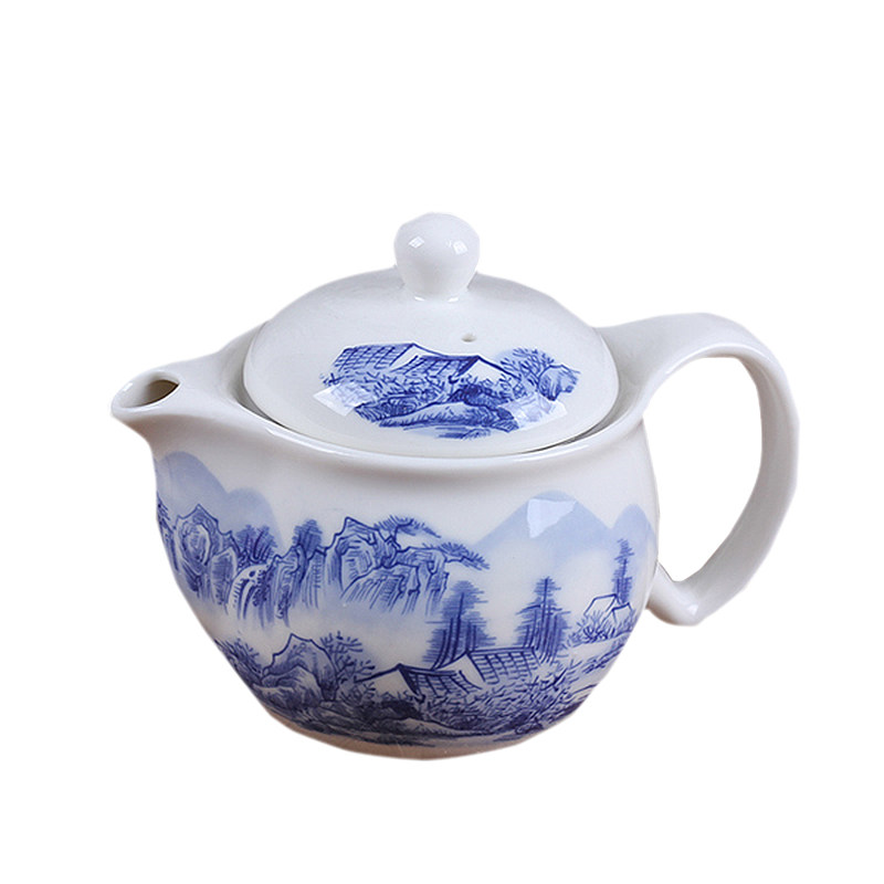大号青花茶壶陶瓷水壶双层耐热