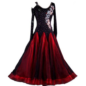 镶钻摩登舞裙演出比赛服交谊舞大摆国标舞华尔兹快步舞探戈连衣裙