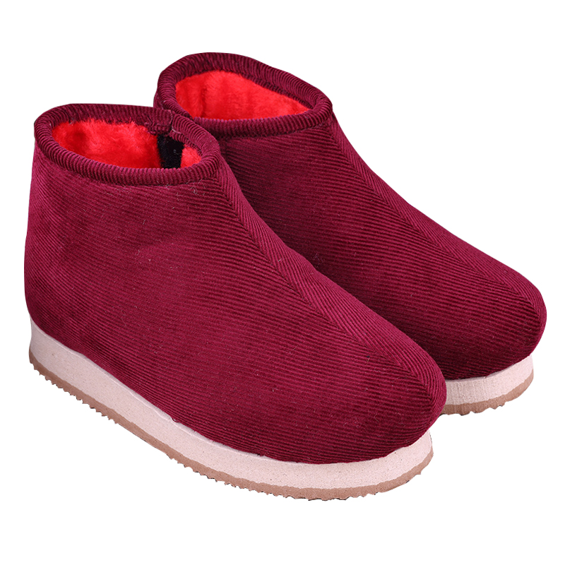 冬季手工棉鞋居家中老年棉拖鞋室内包跟加绒防滑冬天保暖鞋女加厚