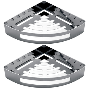 304钢置物架淋浴房免打孔置物篮白钢浴室三角架卫生间置物架壁挂