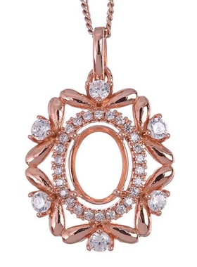 纯银新款吊坠空托大气碧玺翡翠