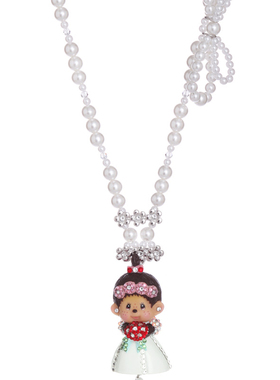 萌趣趣风仿珍珠花朵新娘毛衣链