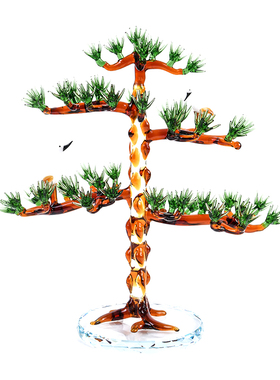 水晶摆件送礼高档仿真玄关迎客松