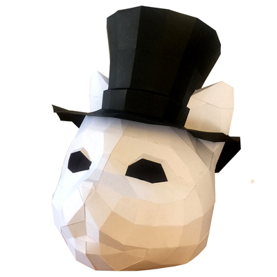 绅士猫头套熊猫动物面具成人儿童创意手工DIY折纸可爱派对道具潮