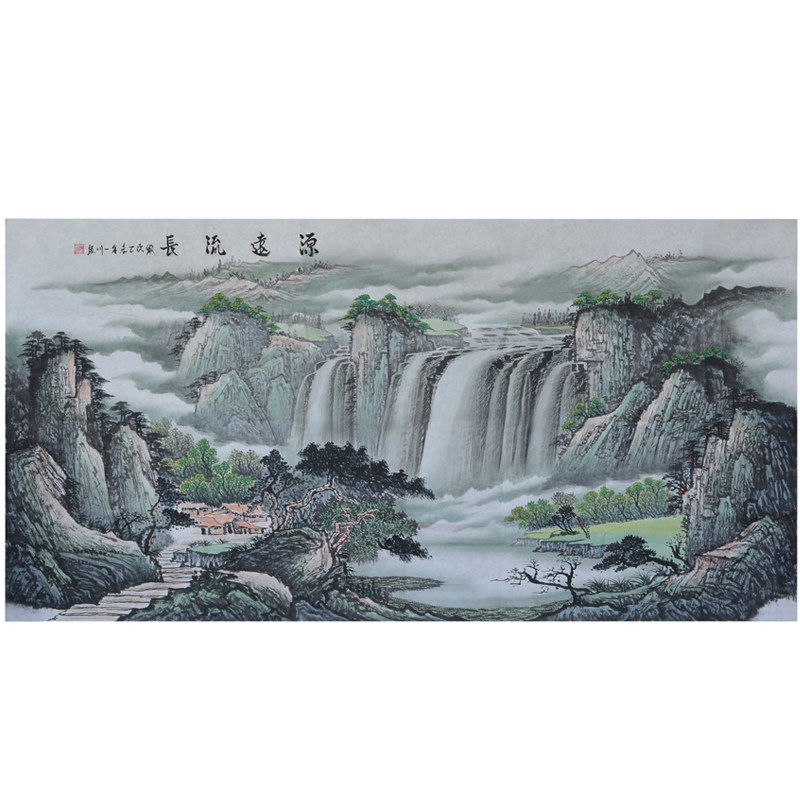 国画山水手工画其他尺寸定制聚宝盆风水无太阳家居客厅挂画装饰
