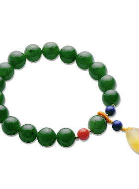 带证书俄罗斯碧玉手串蜜蜡转运珠