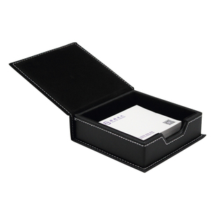 商务皮革便签盒座 便条纸盒便条座便利贴小卡片盒子 可爱摆件定制