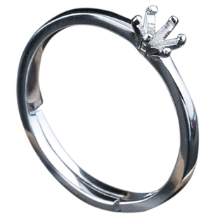 925纯银六爪韩版钻戒戒指空托 diy莫桑石戒托 仿真钻玫瑰金色戒托