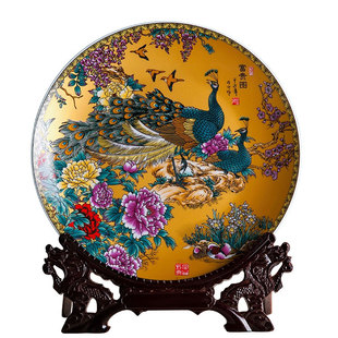 景德镇陶瓷器家居饰品客厅电视柜摆盘挂盘玄关墙装饰工艺礼品摆件