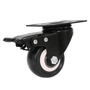 万向脚轮1.5寸2寸2.5寸3黑色带刹车轮子双轴承丝杆金钻轱辘定向轮