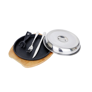 西餐铁板烧盘家用商用烧烤盘牛扒牛排盘加厚圆形铸铁铁板盘铁板锅