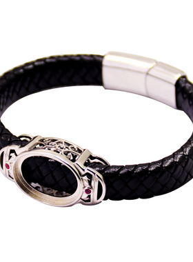 diy皮绳网底松石镶嵌17*22手链