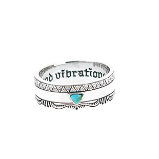 Good Vibrations印第安风格镶嵌绿松石纯银戒指欧美泰银戒指男女