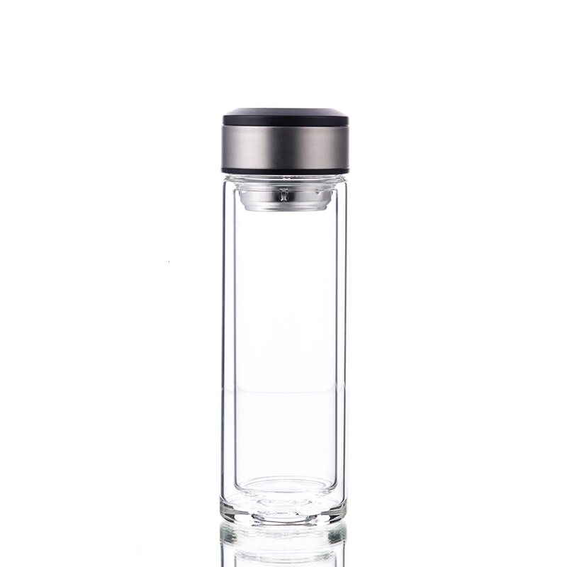 凯霖双层玻璃杯 水杯耐热过滤带盖杯子 男大容量车载加厚保温茶杯