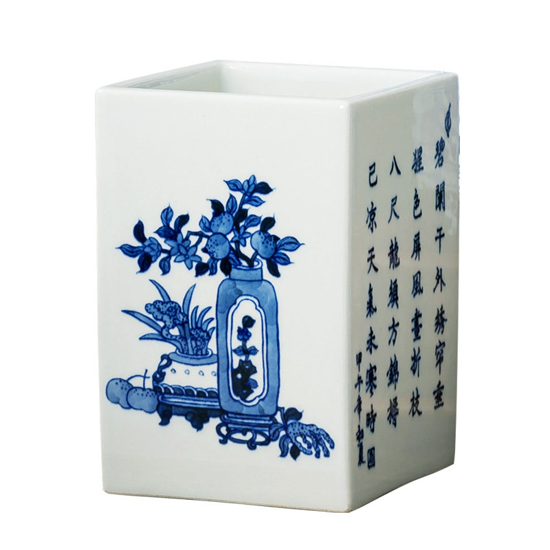 景德镇陶瓷笔筒高档镶器画笔年制
