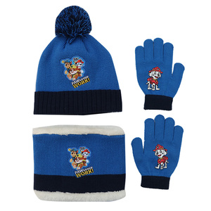 加绒小狗汪汪队儿童帽子围巾手套男女小孩围脖套宝宝婴幼儿保暖冬