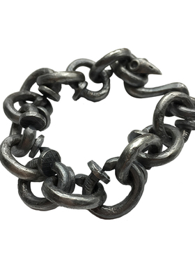 复古钉子纯银手链